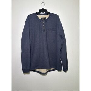 Lee Premium Select Regular Fit Mens XL Blue Sherpa Lined Waffle Knit Sweater